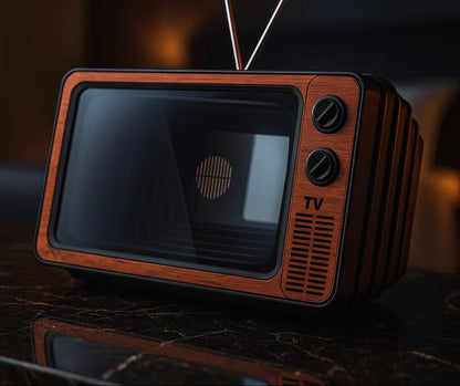 Retro TV Phone Screen Magnifier - Vintage Brown